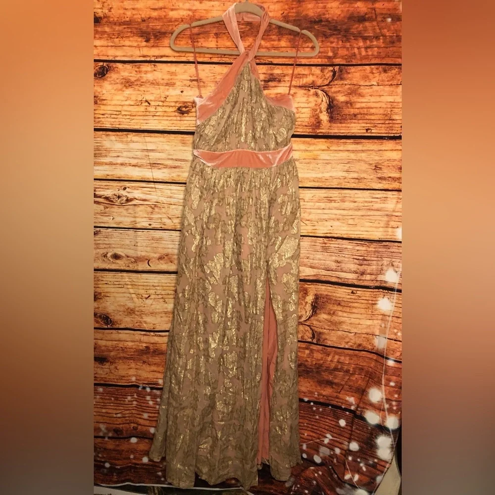 Jacquard Halter Gown - Picture 2 of 16